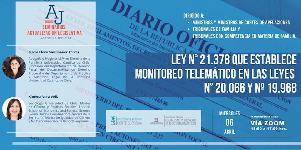 Ley n°21.378 que establece monitoreo telemático en las leyes n°20.066 y n°19.968 / Ma. Elena Santibáñez y Ximena Vera / Derecho Penal / Familia