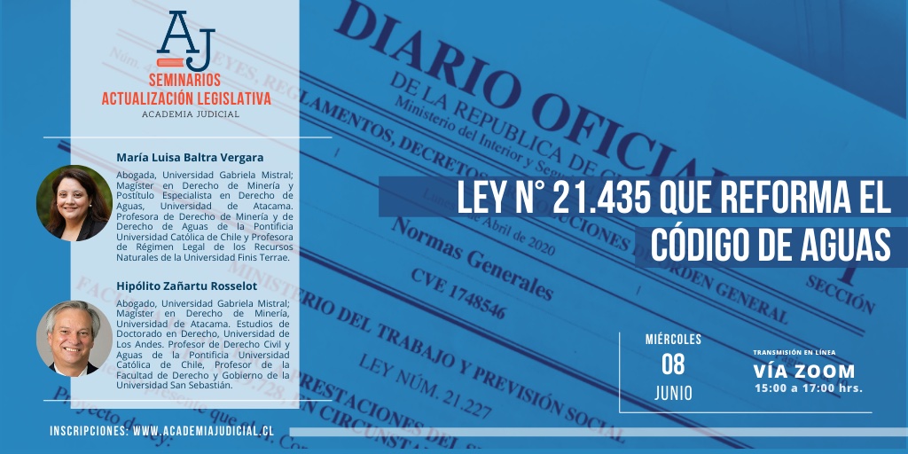 Ley N° 21.435 que reforma el Código de Aguas / María Luisa Baltra, Hipólito Zañartu Rosselot / Civil, Aguas