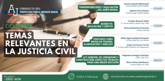 Seminarios en línea: Ciclo Temas relevantes en la justicia civil, julio 2026